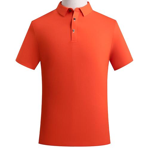 观澜服装厂家现货供应短袖橙色polo衫纯色修身方领工作服批发